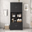 Bathroom storage cabinet, 4-door independent cabinet, adjustable shelf, open multi-layer shelf, black - Korvel