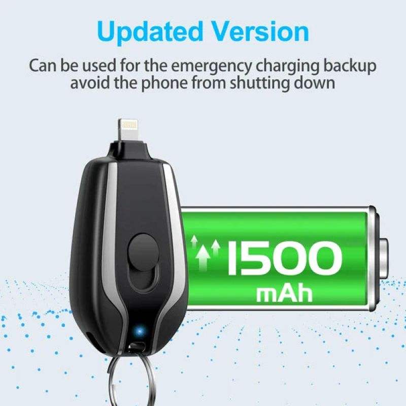 Portable Mini Key Chain Power Bank - 1500mAh Emergency Charger