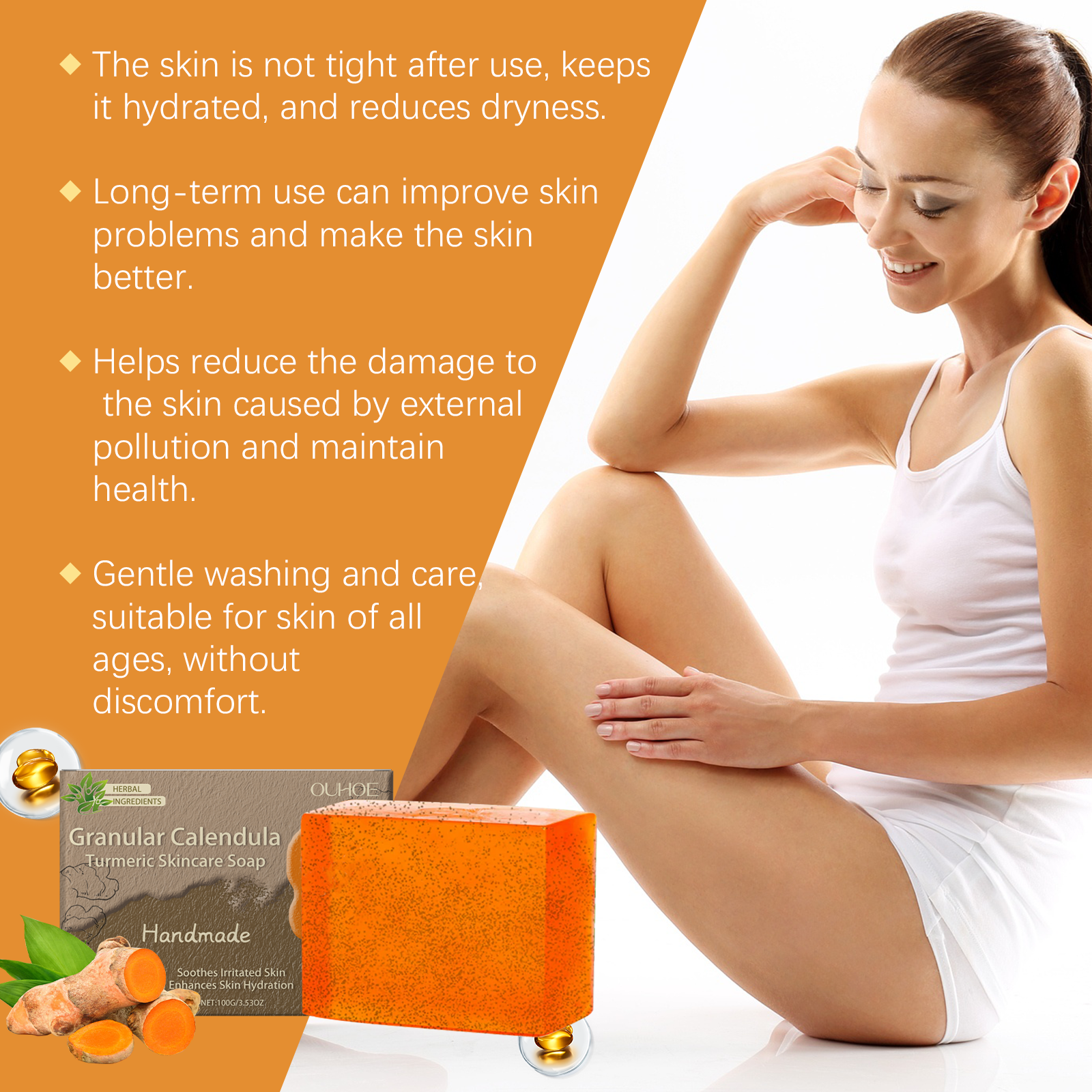 Calendula Turmeric Skin Care Soap Gently Cleans Pores And Moisturizes And Nourishes Skin And Body Bath - Korvel