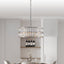 Modern crystal drum pendant light, 6-light pendant light, with silver metal frame (excluding light bulb) - Korvel