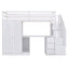 Elegant Twin Size Loft Bed with Wardrobe and Desk in White
