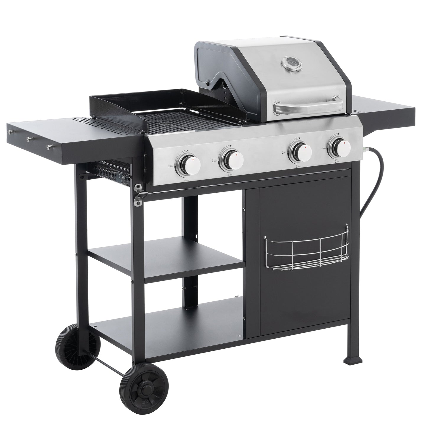 2+2 multifunctional gas barbecue grill and covered grill combination for outdoor cooking - barbecue, barbecue, pizza. - Korvel
