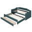 Twin Size Upholstered Daybed with Trundle and Three Drawers,Green - Korvel