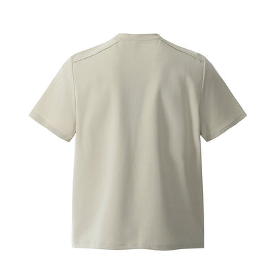 Zipper Design Heavyweight Short Sleeve T-Shirt Men's Loose Round Neck Half Sleeve Tee - Korvel