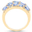 14K Yellow Gold Plated Tanzanite & White Topaz Cluster Ring