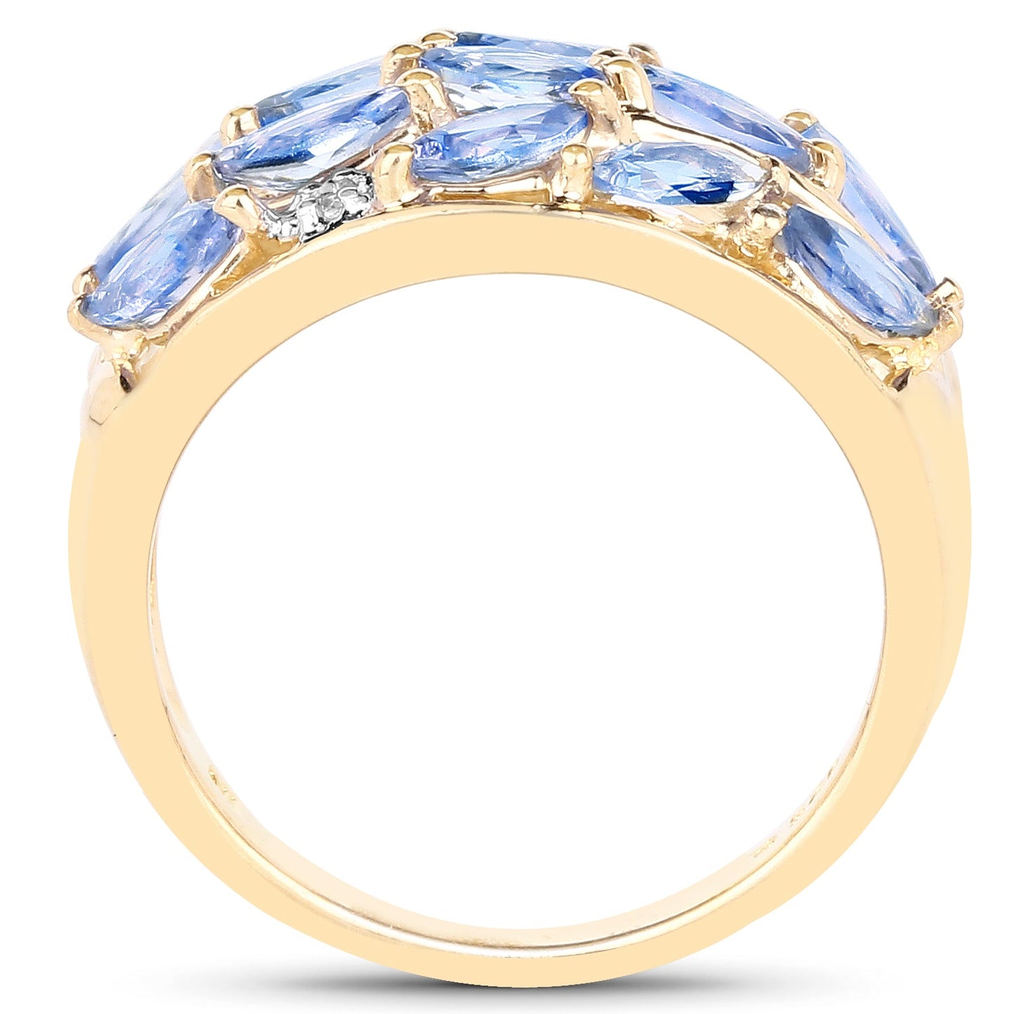 14K Yellow Gold Plated Tanzanite & White Topaz Cluster Ring