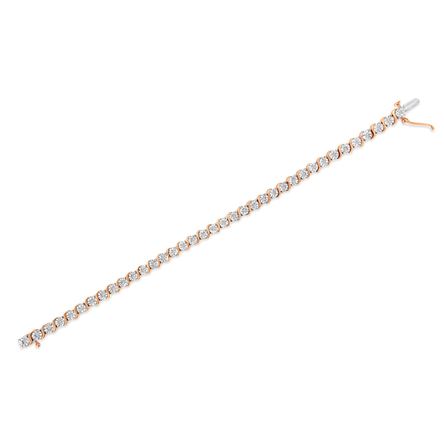 Pulsera de Tenis de Diamantes de Plata Esterlina Baño de Oro Rosa de 14K - 7"