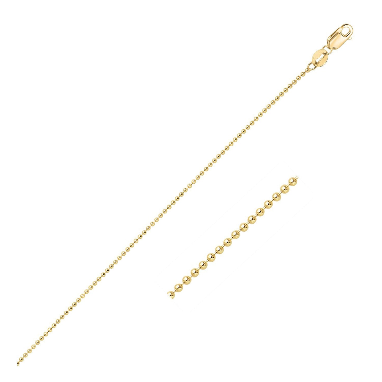 Chaîne à perles en or jaune 14k 1,0 mm
