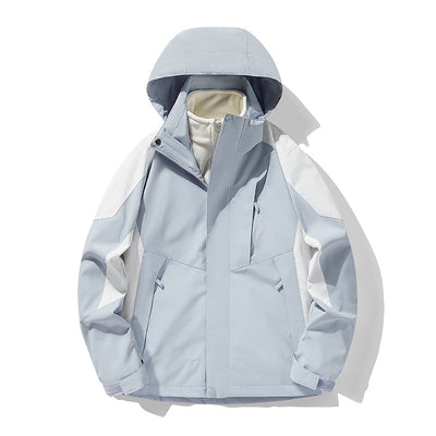 Three-in-One Waterproof Windproof Parka with Fleece Lining