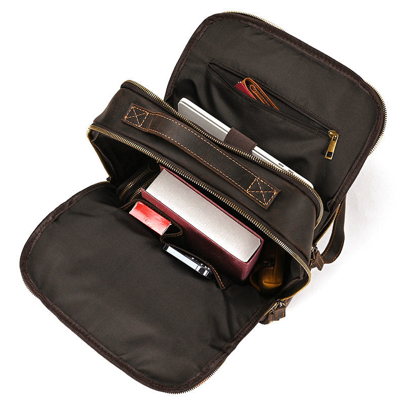 Genuine Leather Large Capacity Travel Backpack