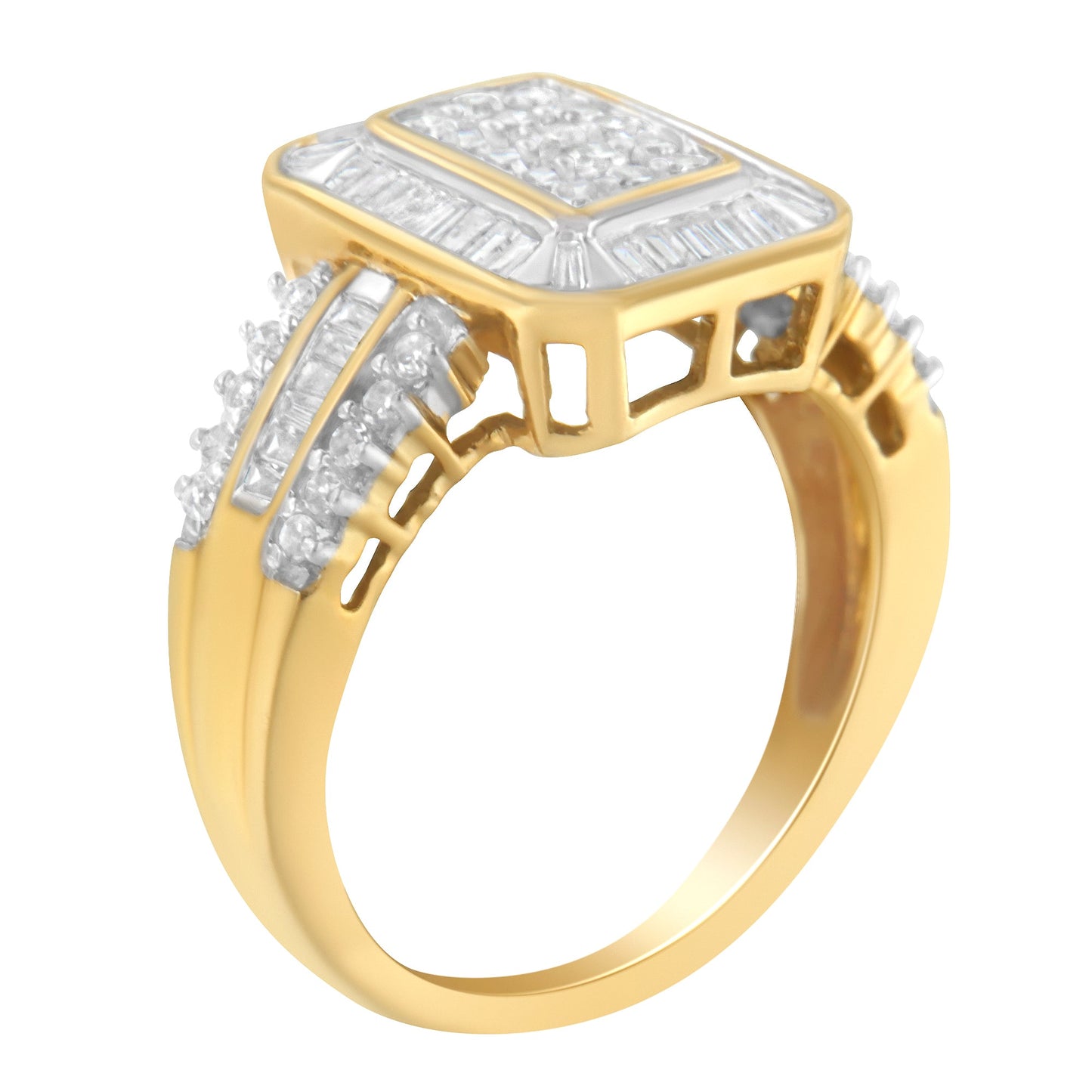 Anillo de Compromiso de Diamantes en Racimo de Oro Amarillo de 10K - Talla 7