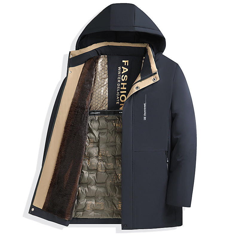 Men's Fleece-Lined Thickened Cotton-Padded Coat