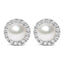 Boucles d'oreilles en or blanc 10K avec perles et diamants en halo