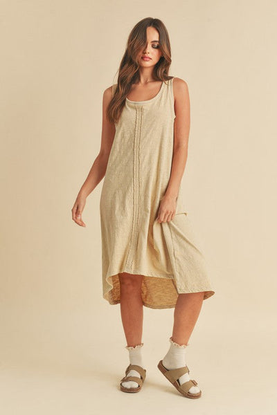 High-Low Hem Scoop Neck Midi Tank Dress for Women