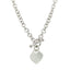 Collar de Cadena Rolo de Plata de Ley Baño de Rodio con Charm de Corazón
