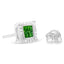 Sterling Silver Green Princess Diamond Quad Stud Earrings