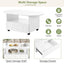 ON-TRANS flexible cream style coffee table with 2 brake wheels, drawers, large storage space, white, 39.37 '' x 23.6 '' - Korvel