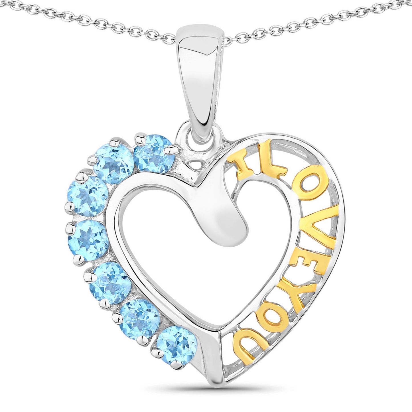 Colgante de Topacio Azul Suizo Genuino de 0.84 Quilates en Plata Esterlina