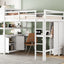 Wood Loft Bed with Cabinet and Bookshelf, Full Size Loft with Wardrobe and Desk for Kids,White - Korvel