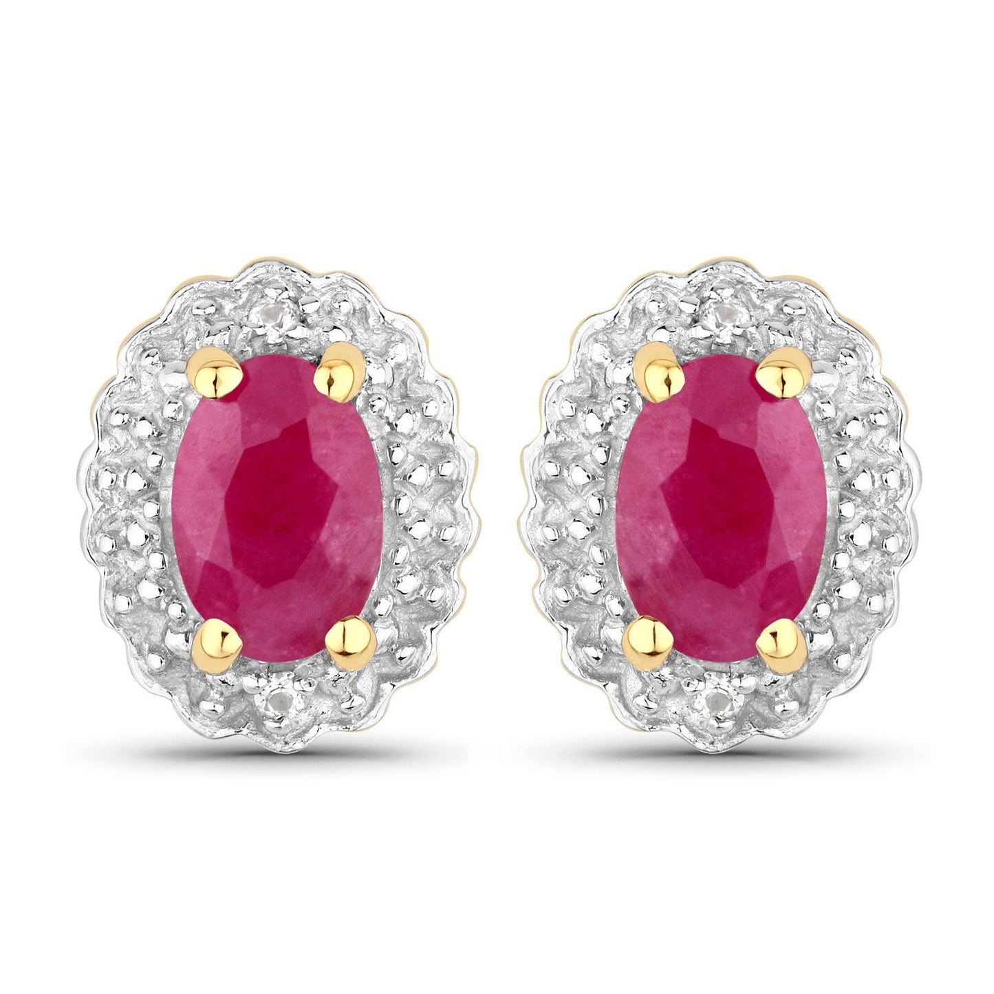 Ensemble de bijoux en rubis véritable de 1,94 carat et topaze blanche