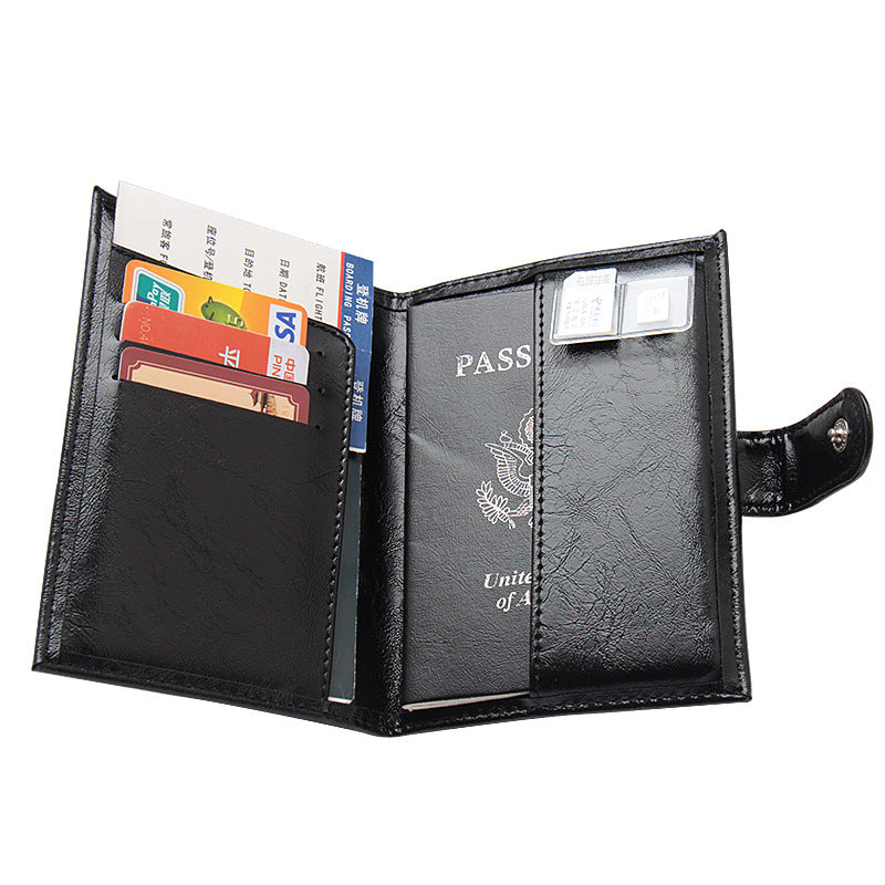 Funda de Pasaporte Doble Cara de Cuero Premium con Acabado de Cera