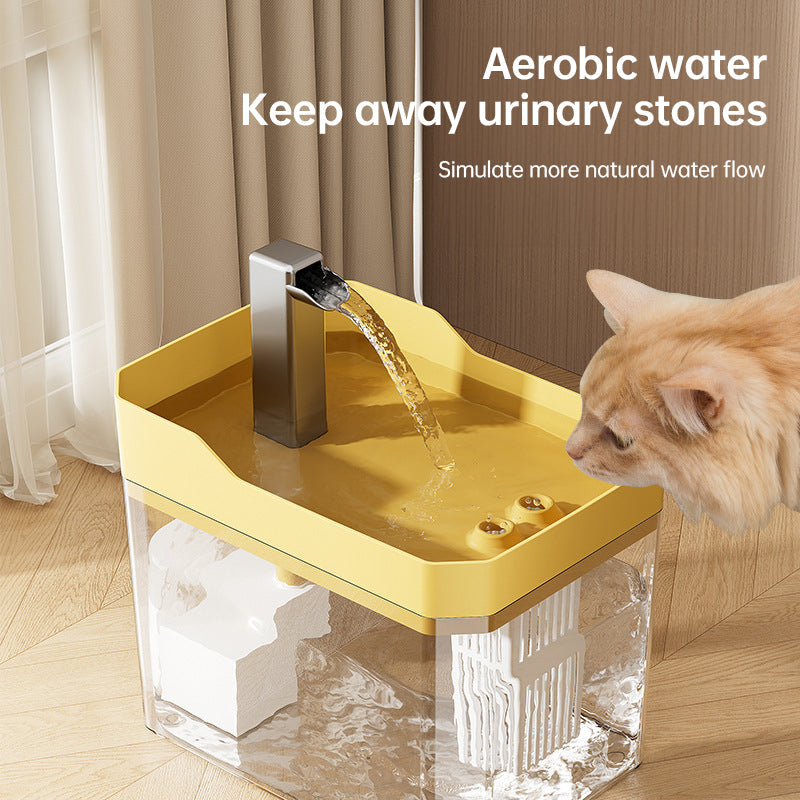 Automatic cat water fountain with filter, USB-powered, anti-dry & circular filtration. - Korvel