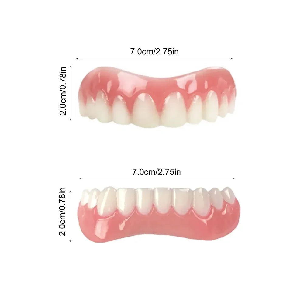 Silicone Upper/Lower False Teeth Perfect Laugh Veneers Dentures Paste Oral Hygiene Tools Fake Teeth Instant Smile Teeth Cosmetic - Korvel