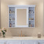 35'' x 28'' Blue Wall Mounted Bathroom Storage Cabinet with Mirror Door, Modern Bathroom Wall Cabinet with Mirror - Korvel