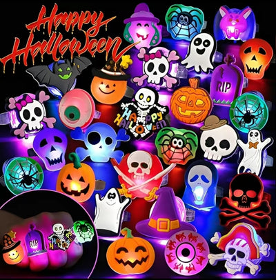 GlowFright Halloween Rings - 50PCS LED Glowing Rings