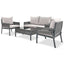 Outdoor Furniture with Tempered Glass Table Deep Seating with Thick Cushion for Backyard Porch Balcony (Grey) - Korvel