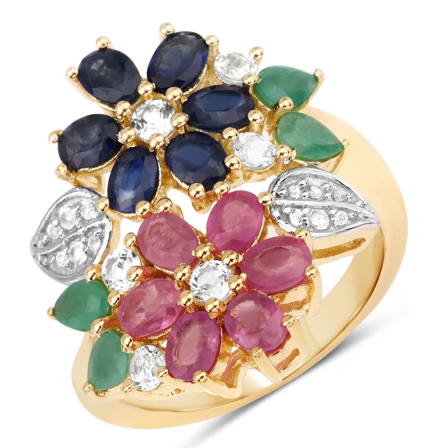 3.65 Carat Multi-Stone Floral Engagement Ring in Sterling Silver