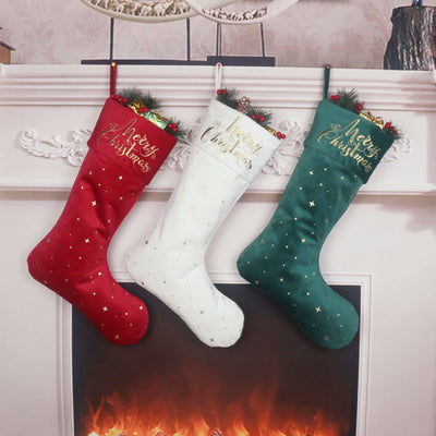 Elegant Christmas Stockings with Gold Foil Embroidery
