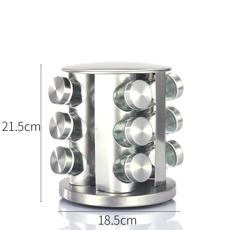 Ensemble de support à épices rotatif premium - Acier inoxydable et verre