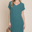V-Neck Short Sleeve Dress with Pockets