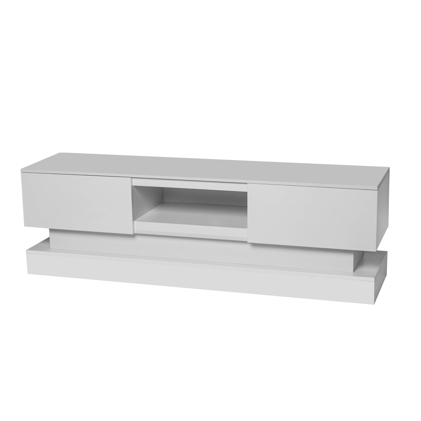 51.18inch WHITE morden TV Stand with LED Lights high glossy front TV Cabinet color:WHITE - Korvel