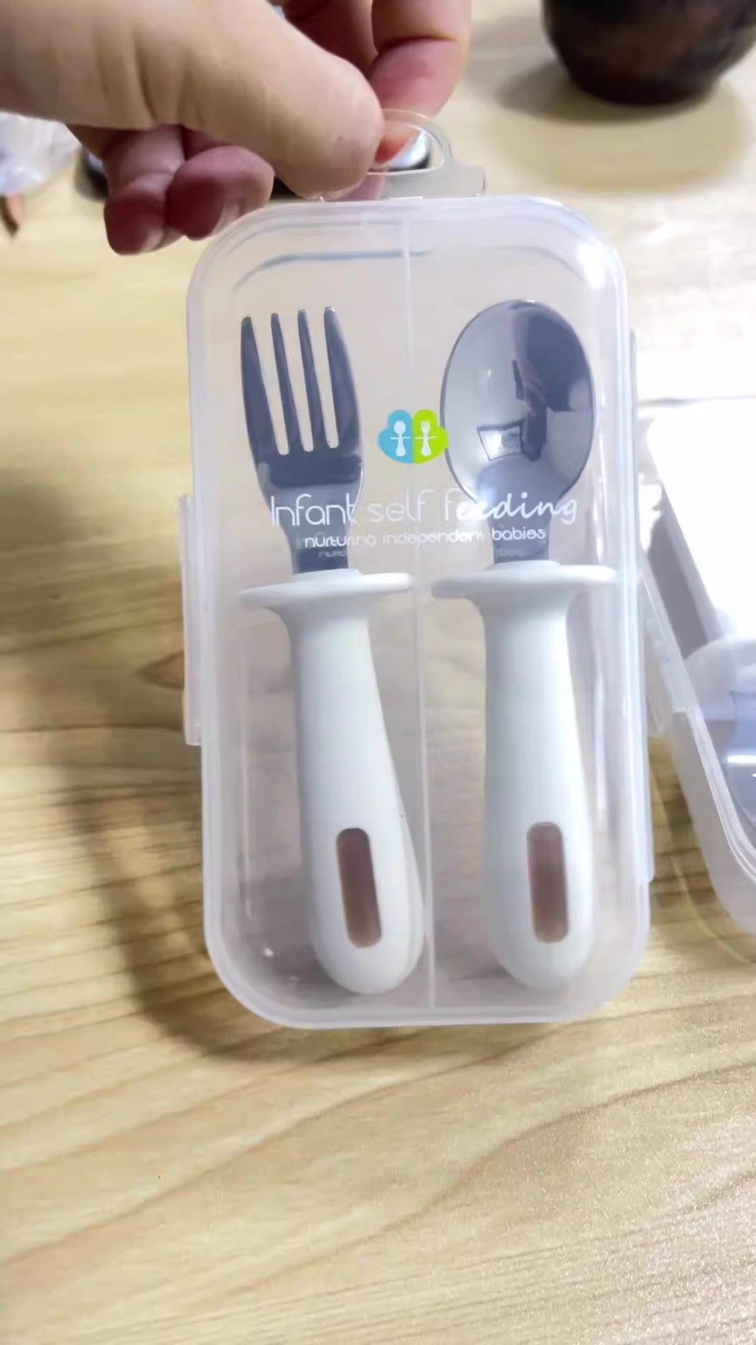Adjustable color PPSU silicone fork and spoon set, children's stainless steel spoon and fork, baby training supplementary food tableware set of 2 pieces - Korvel