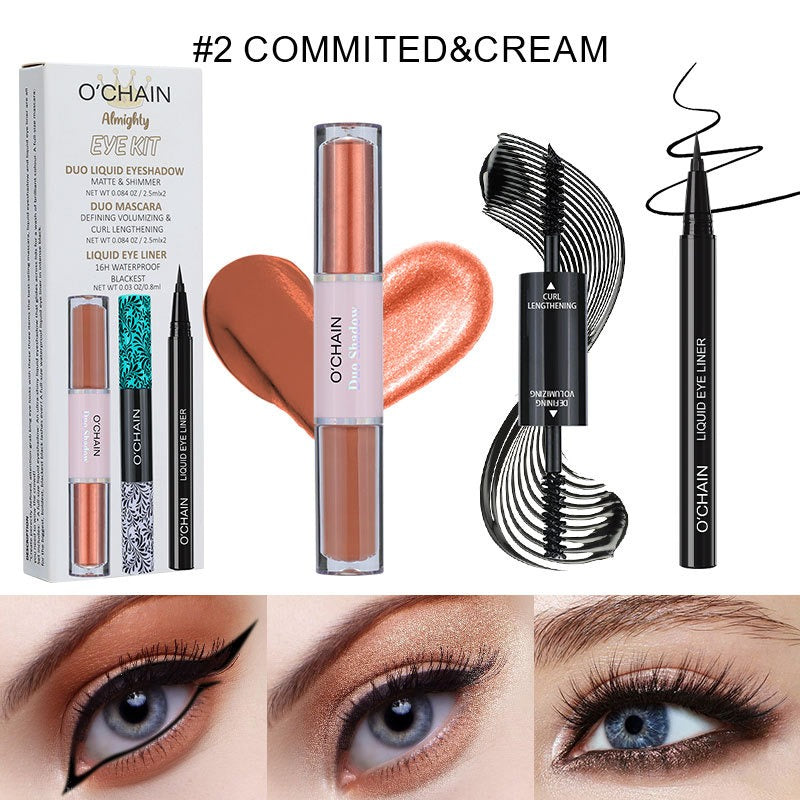 Ensemble Cosmétique Premium O'CHAI : Mascara, Eyeliner et Fard à Paupières