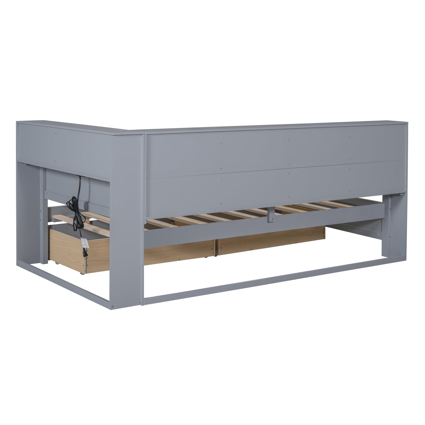 Wooden Twin Size Daybed with Storage and USB Ports - Grey