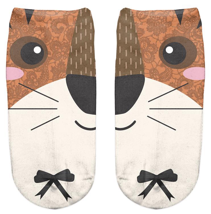 Calcetines invisibles para mujer con estampado de animales en 3D