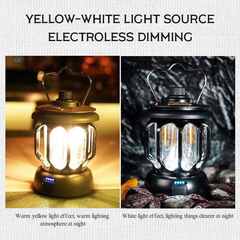 Led retro outdoor camping lamp white long battery life rechargeable tent camping lamp - Korvel