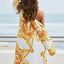 Ensemble de maillot de bain à col plongeant imprimé et cardigan