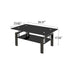 Black Tempered Glass Coffee Table, 2 Layer Storage Tea Table - Korvel