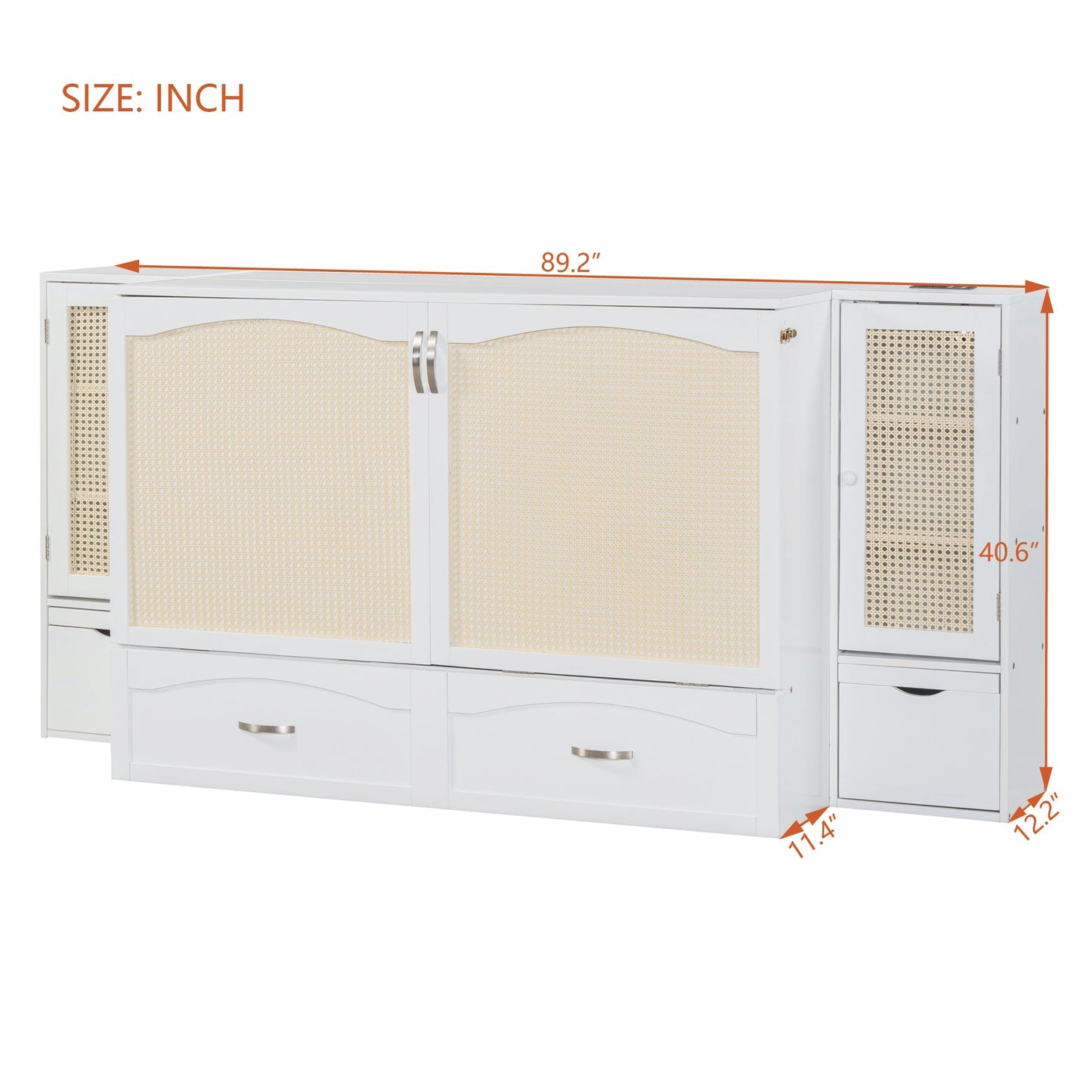 Cama Murphy Grande Blanca con Cajones y Armarios de Almacenamiento