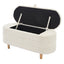 Ottoman de rangement en tissu sherpa élégant avec pieds en bois