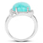 7.86 Carat Genuine Amazonite and White Topaz Sterling Silver Ring