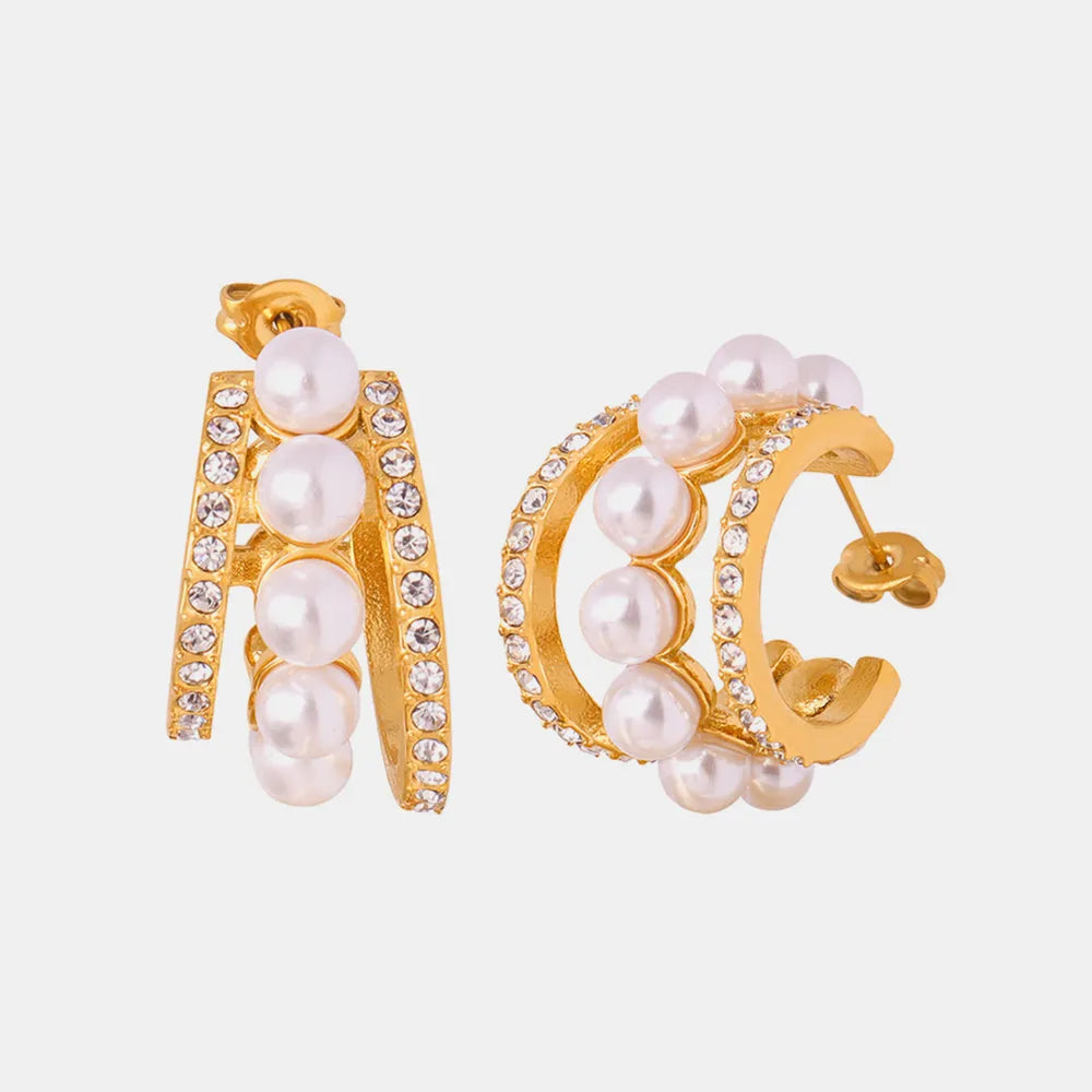 Pearl Titanium Steel C-Hoop Earrings - Korvel