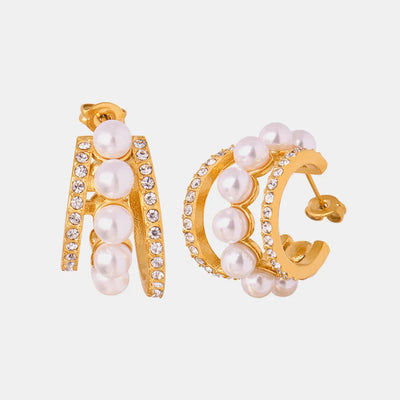 Pearl Titanium Steel C-Hoop Earrings - Korvel