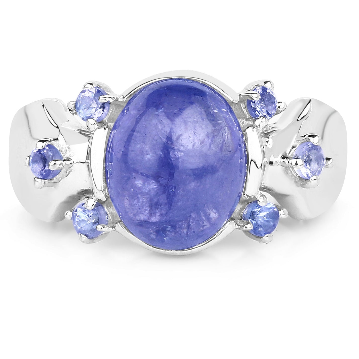3.76 Carat Genuine Tanzanite Sterling Silver Engagement Ring