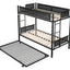 Metal double bed with casters/sturdy frame/no noise/comfortable guardrail/2 side ladders/no need for spring box - Korvel