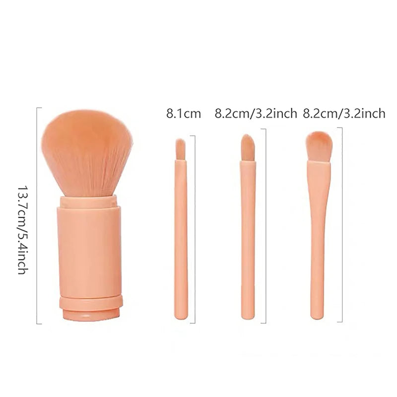 4 In 1 Telescopic Makeup Brush Portable Travel Makeup Brushes Set Eyeshadow Loose Powder Mini Makeup Brush Beauty Tools - Korvel